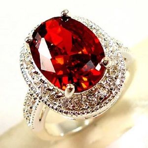 New Women’s 925 Silver Oval Shaped Ruby Ring